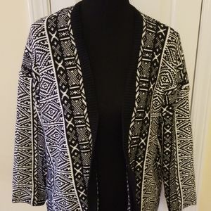 Old Navy black & white fair isle cardigan sweater